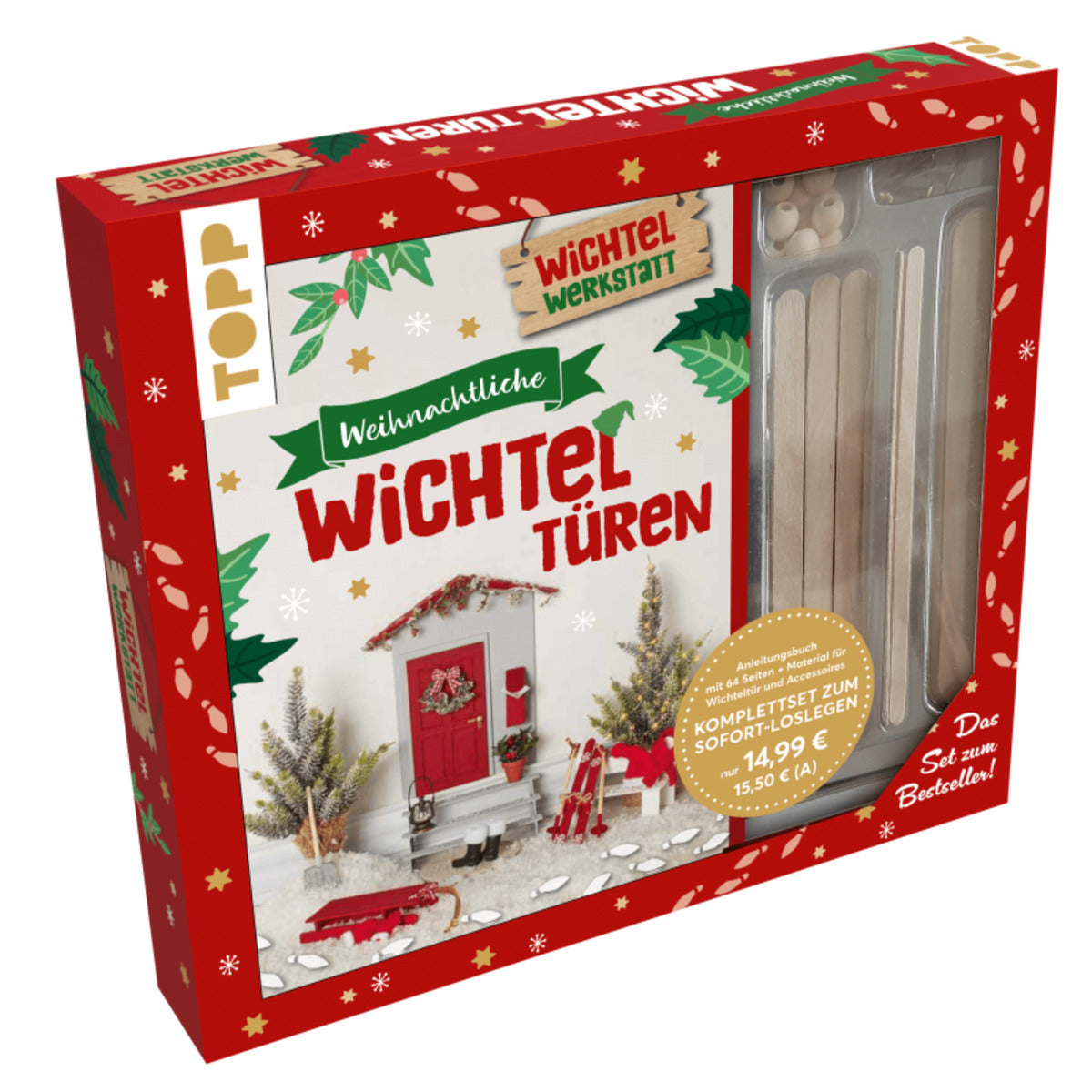 Topp Kreativ-Set: Weihnachtliche Wichteltüren. Anleitungsbuch mit Material zum Sofort-Loslegen.
