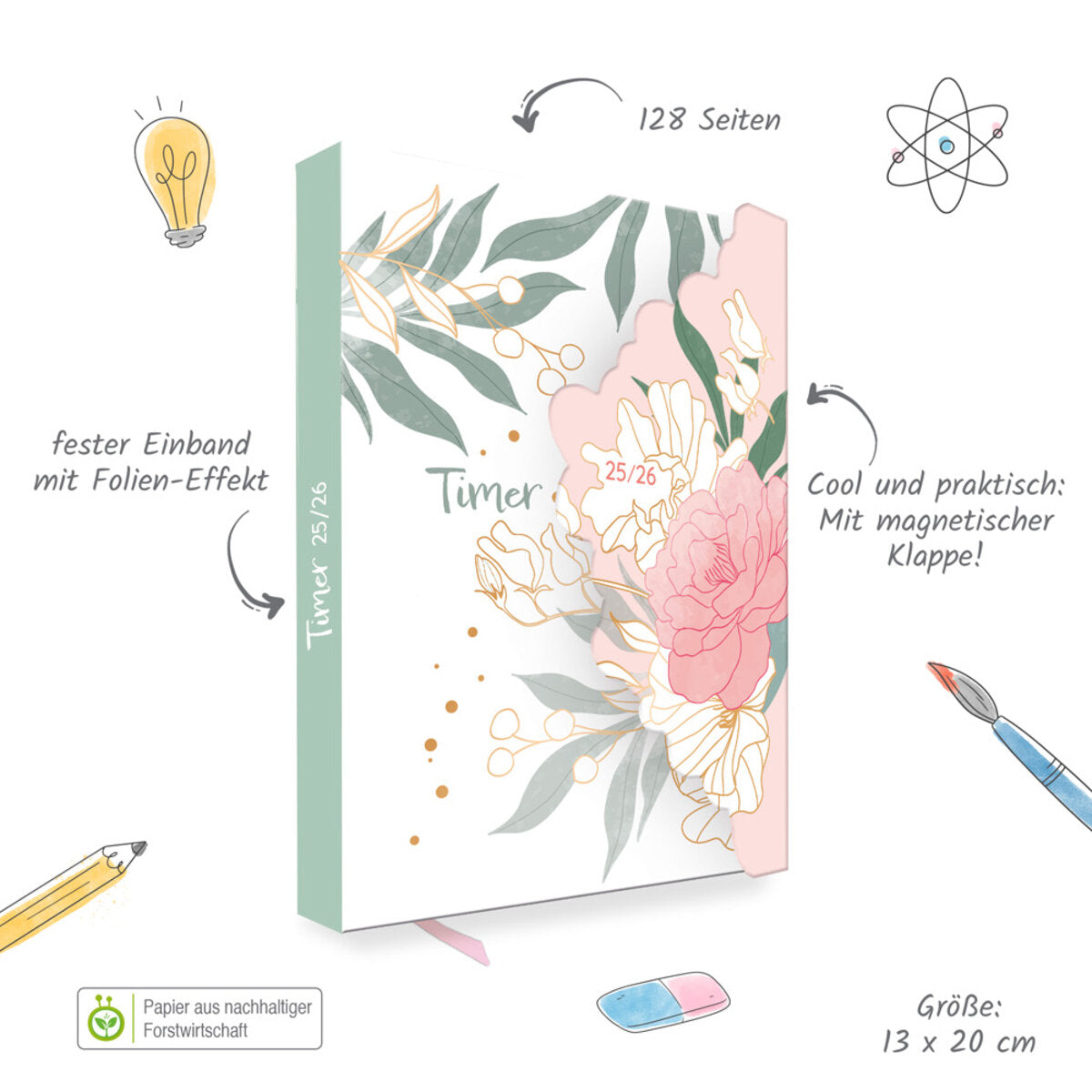 Trötsch Schülerkalender mit Klappe Gardendream 25/26