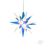 Herrnhuter Stern A1e blau/weiß, ca. 13cm, Plastik, inkl. LED E10