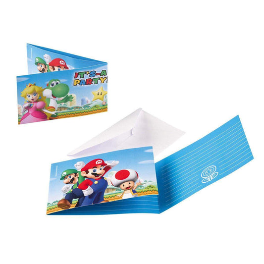 amscan Einladungskarten Super Mario 8 Stück