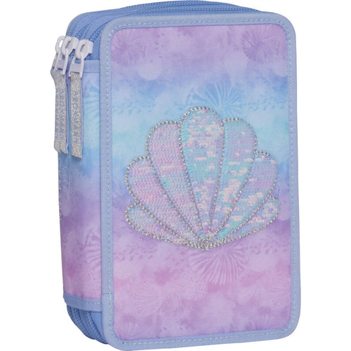 Beckmann Schüler-Etui 3 Fächer mit Inhalt Seashell