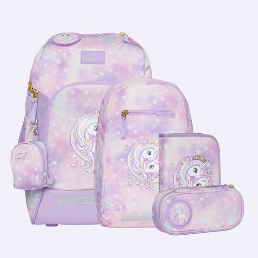 Beckmann Schulrucksack-Set Active Air FLX , Unicorn Princess Purple, 6-teilig