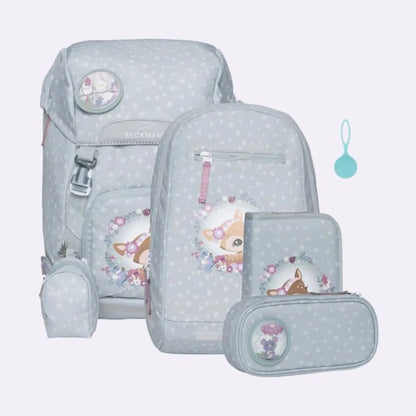 Beckmann Schulrucksack-Set Classic Forest Deer Dusty Mint, 7-teilig