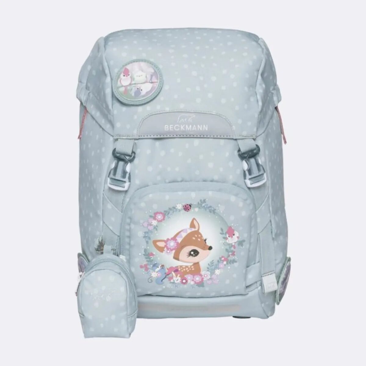 Beckmann Schulrucksack-Set Classic Forest Deer Dusty Mint, 7-teilig