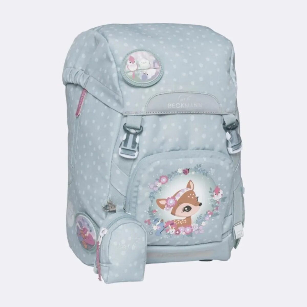 Beckmann Schulrucksack-Set Classic Forest Deer Dusty Mint, 7-teilig