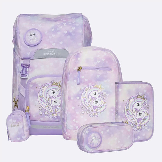 Beckmann Schulrucksack-Set Classic Maxi Set, Unicorn Princess Purple