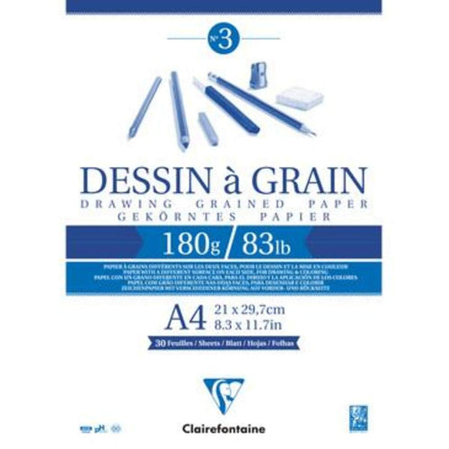 Clairefontaine Zeichenblock kopfseitig geleimt DESSIN A GRAIN, DIN A4 21x29,7cm, 30 Blatt, 180g
