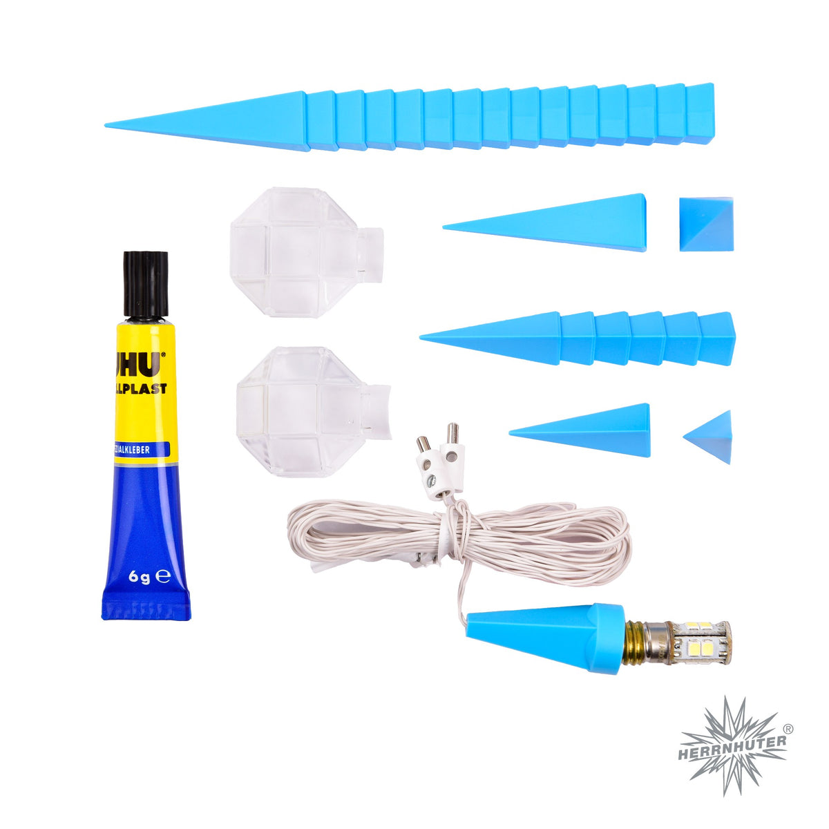 Herrnhuter Stern A1b blau, Bastler, inkl. LED Plastik, ca. 13cm