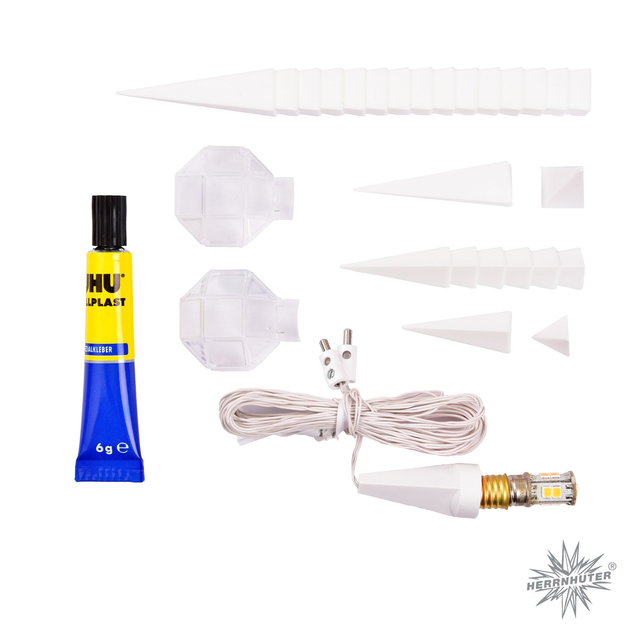 Herrnhuter Stern A1b weiß, Bastler, inkl. LED Plastik, ca. 13cm