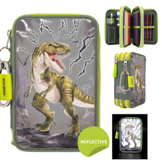 Depesche Dino World 3-Fach Federtasche REFLECTOR