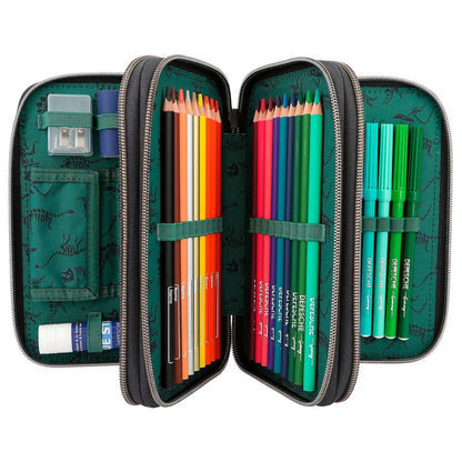 Depesche Dino World 3-Fach Federtasche LED grau