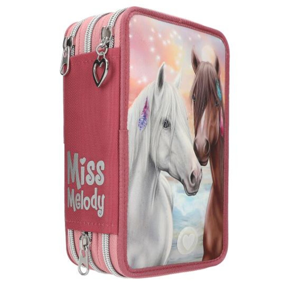 Depesche Miss Melody 3 Fach Federtasche LED Pferde