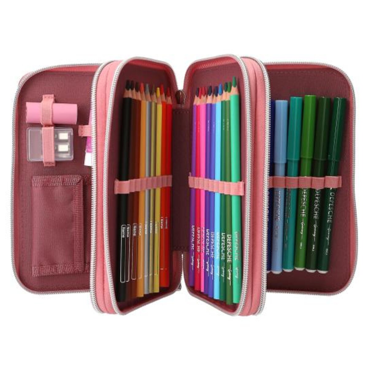 Depesche Miss Melody 3 Fach Federtasche LED Pferde