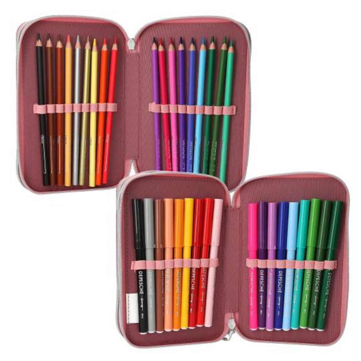 Depesche Miss Melody 3 Fach Federtasche LED Pferde