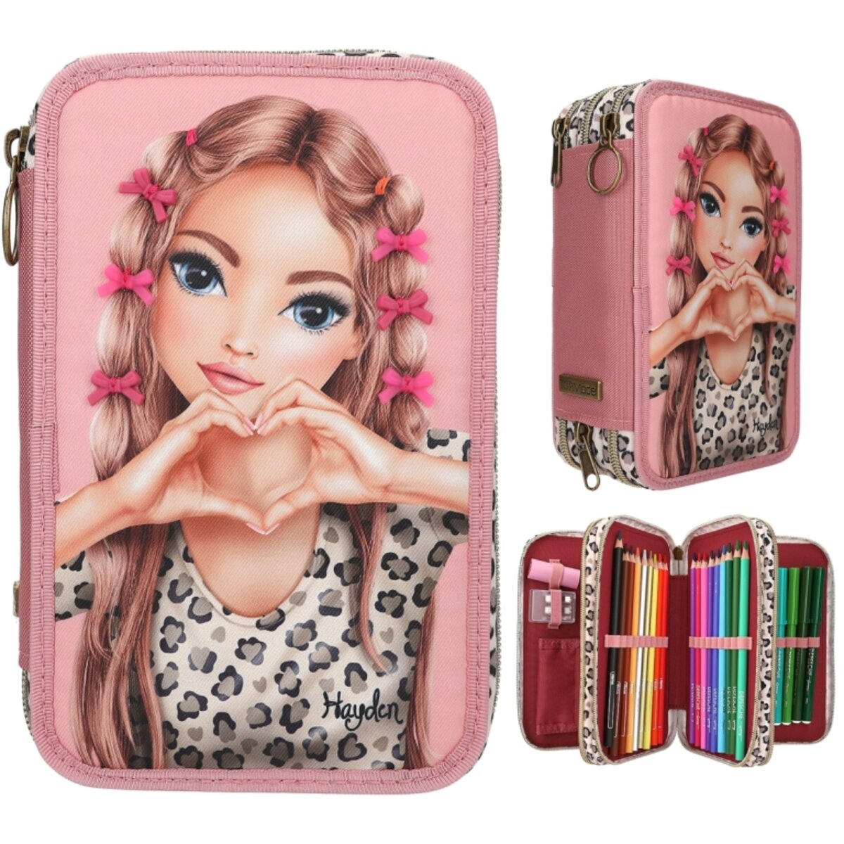 Depesche TOPModel 3 Fach Federtasche mit Schleifen LEOHEART