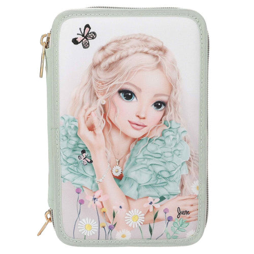 Federtasche 3 Fach Top Model mit Stickerei Summer