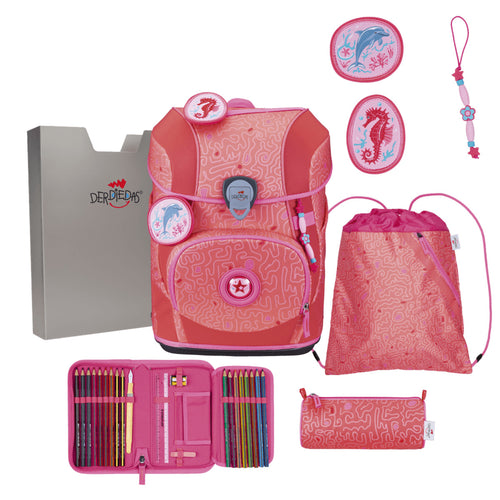 DerDieDas ErgoFlex Easy Superflash Schulranzen-Set 5tlg. Coral Reef 21 Liter