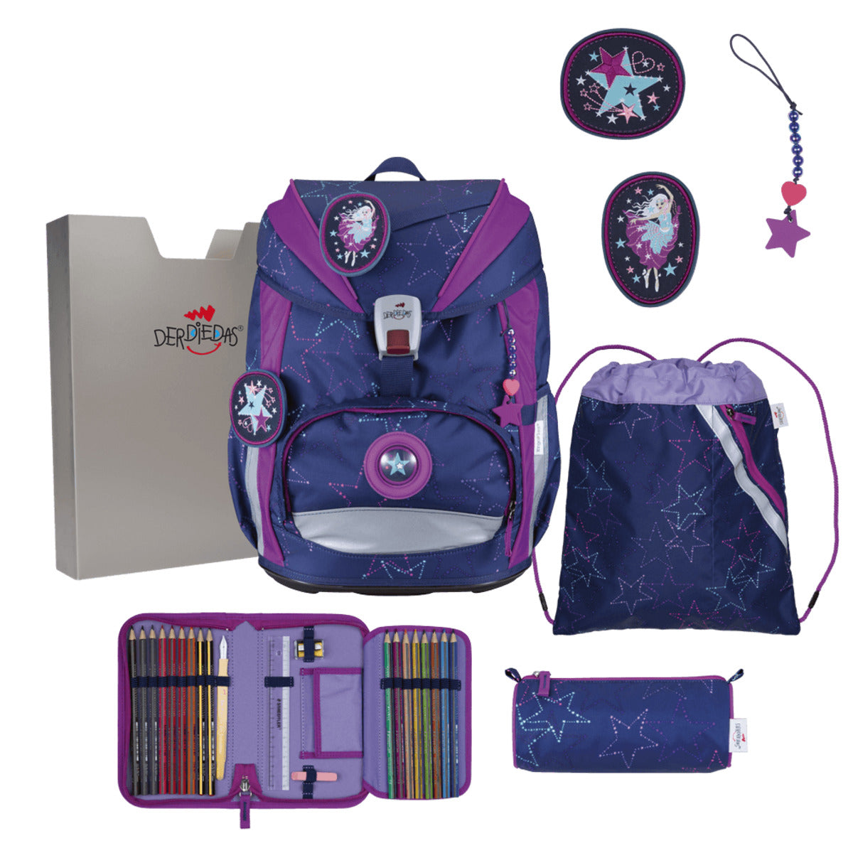DerDieDas ErgoFlex Light LED Schulranzen-Set 5tgl. Dancing Star 22 Liter