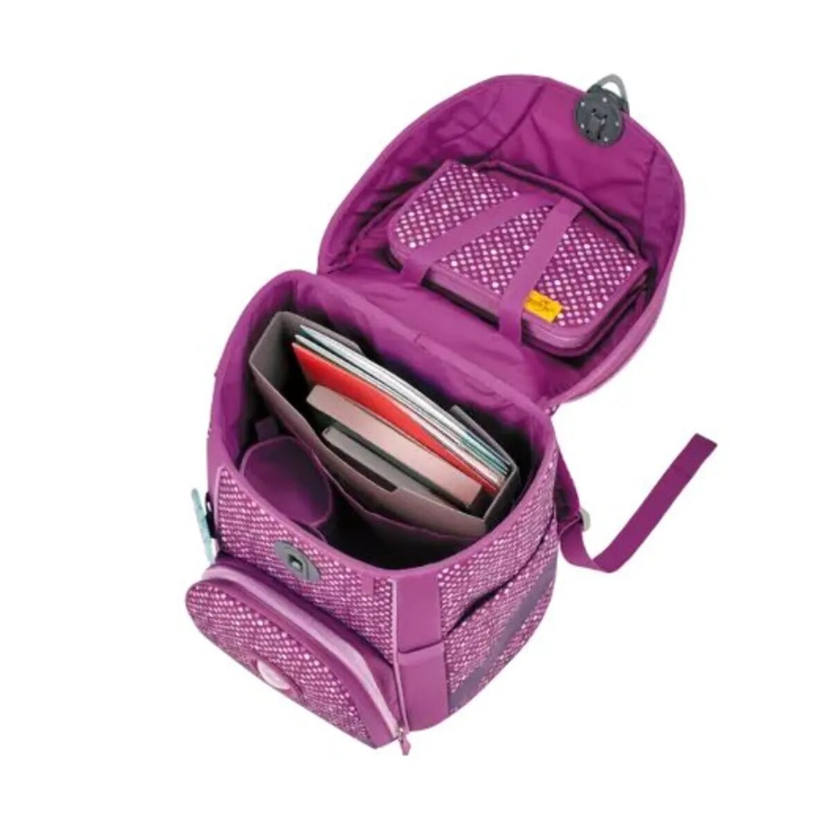 DerDieDas Schulranzen-Set Ergoflex Easy Purple Dots, 5-teilig