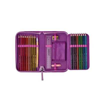 DerDieDas Schulranzen-Set Ergoflex Easy Purple Dots, 5-teilig