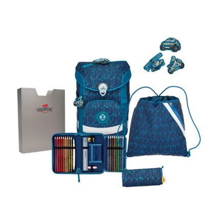 DerDieDas Schulranzen-Set Ergoflex Easy Blue Speed, 5-teilig