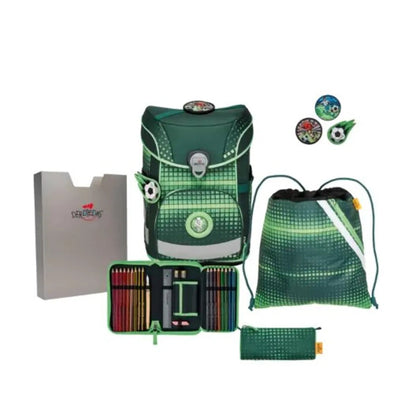 DerDieDas Schulranzen-Set Ergoflex Easy Soccer Green, 5-teilig