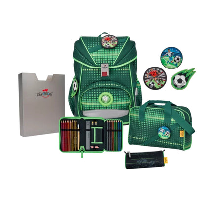 DerDiesDas Schulranzen-Set Ergoflex Soccer Green, 5-teilig