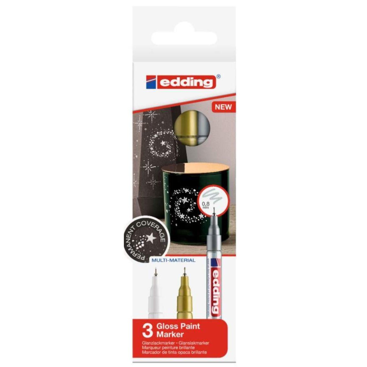 edding 780 Glanzlackmarker, 0.8mm, metallic 3 Stück