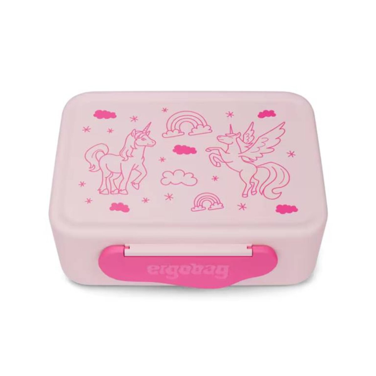ergobag Brotdose Einhorn aus leichtem und robustem Kunstoff rosa 17 x 7 x 14 cm
