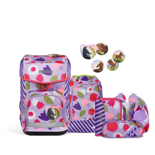 ergobag CUBO LIGHT Schulrucksack-Set BlütenzauBär, 6-teilig