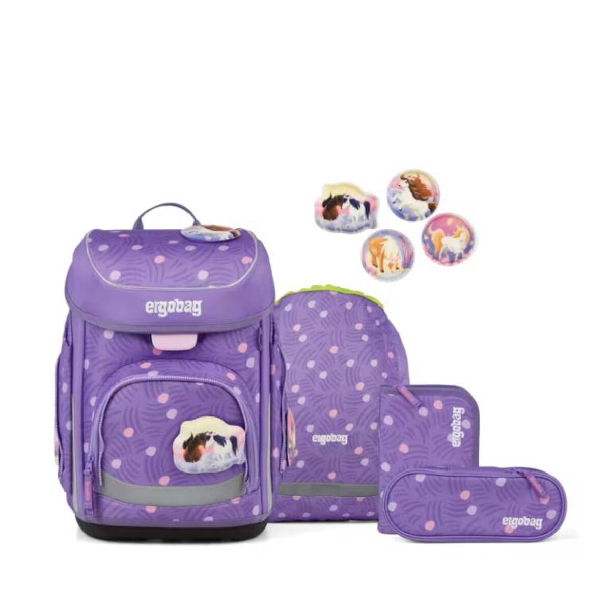 ergobag cubo Set Schulranzen-Set PonyBäradies Lila 5-teilig 19 Liter