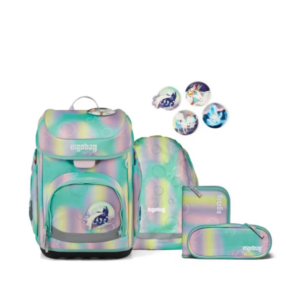 ergobag cubo Set Schulranzen-Set ZauBärwelt Rosa Türkis 5-teilig 19 Liter