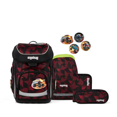 ergobag cubo Set Schulranzen-Set UnaufhaltBär Schwarz Rot 5-teilig 19 Liter
