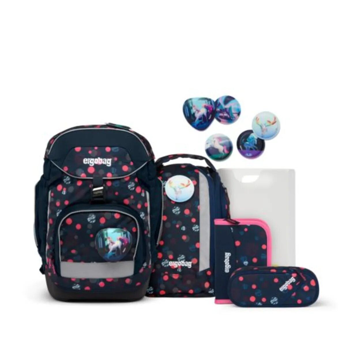 ergobag PACK Schulrucksack-Set PhantBärsiewelt REFLEX GLOW, 6-teilig