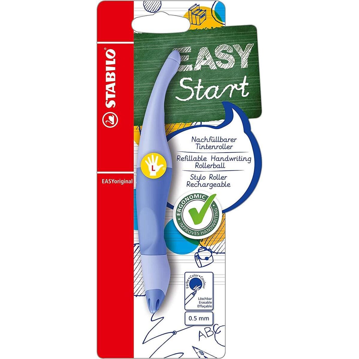 Ergonomischer Tintenroller für Linkshänder - STABILO EASYoriginal Pastel in Wolkenblau