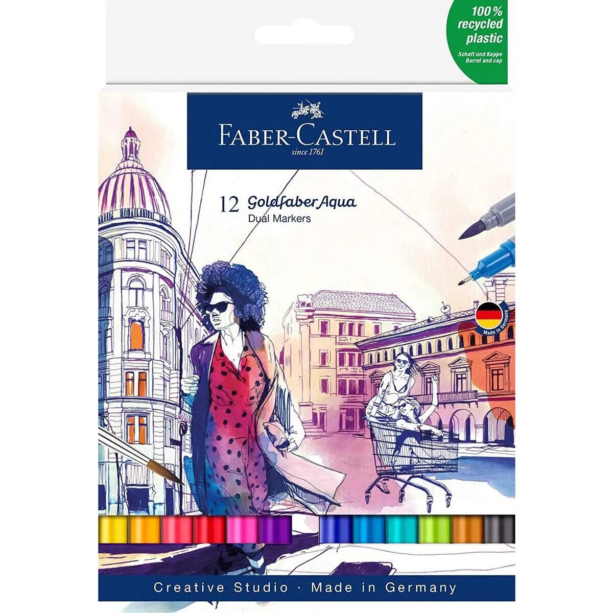 Faber-Castell 164612 12er Etui Goldfaber Aqua Dual Marker mit zwei Spitzen