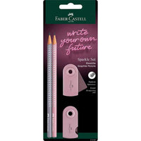 Faber-Castell Bleistiftset Sparkle mit 2 Bleistiften Anspitzdose und Radierer - Produktansicht bei Farbe und mehr