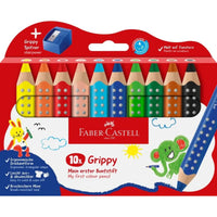 Faber Castell Buntstift Grippy 10er Set mit Spitzer - Produktansicht bei Farbe und mehr