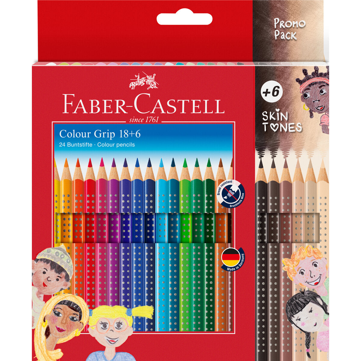 Faber-Castell 24er Kartonetui (18+6) Colour Grip Buntstifte Skin Tones