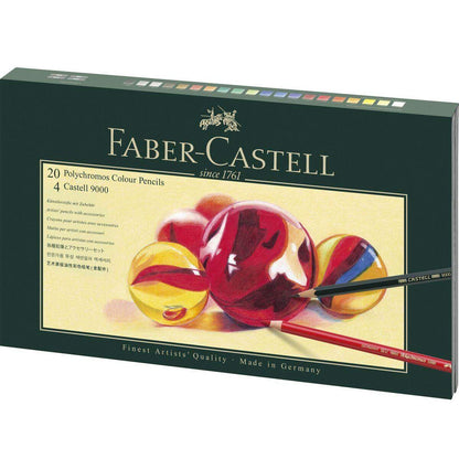 Faber-Castell Geschenkset Mixed Media Polychromos, 20 Stifte mit Zubehör