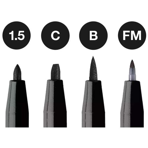 Faber-Castell Pitt Artist Pen Tuschestift, 4er Etui, schwarz