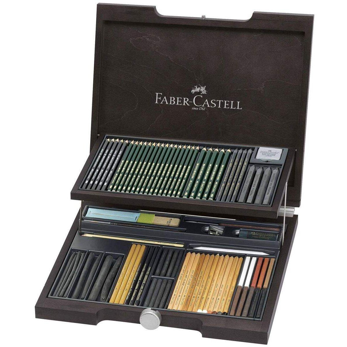 Faber-Castell Pitt Monochrome Holzkoffer, 85-teilig