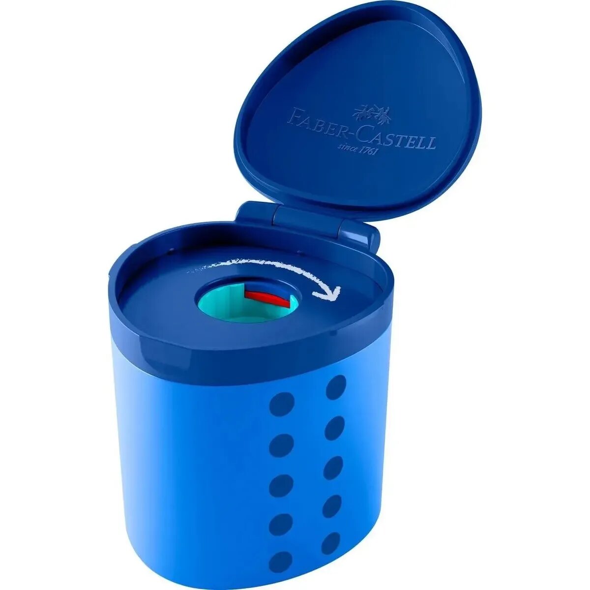 Faber-Castell Spitzdose Grippy Blau Kindersicher wegen Schneidschutz