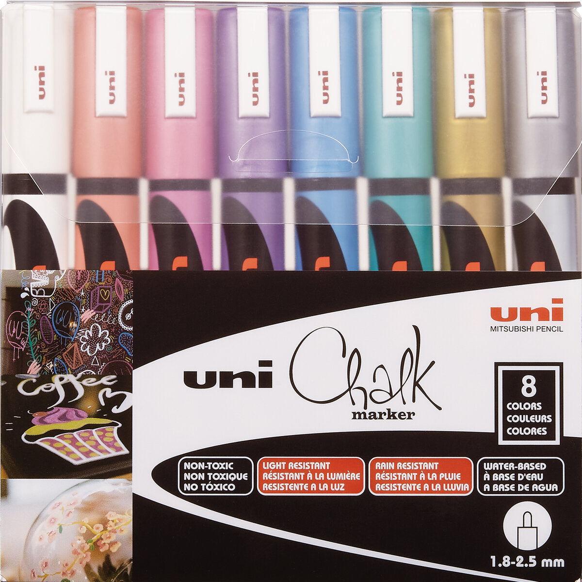 Faber-Castell uni-ball Chalk Marker PWE-5M 8x metallic