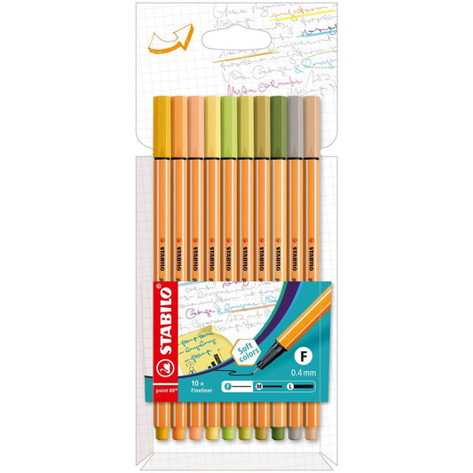 Fineliner - STABILO point 88 - 10er Pack - mit 10 verschiedenen Farben