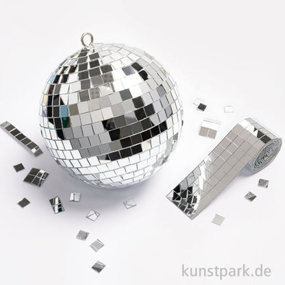 folia Mirror Tile Rolls Size M, Spiegelsteine Rollen, Steine 10 x 10 mm, 2 Rollen á 4 cm x 1 m