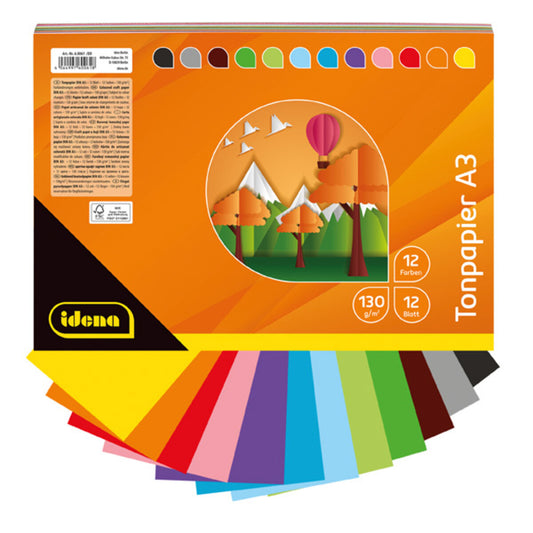 Idena Tonpapier 150g/m² 12 Farben DIN A3