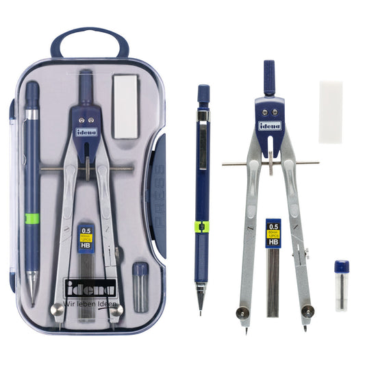 Idena Zirkel-Set mit Bleistift Radierer Minen, 5-teilig