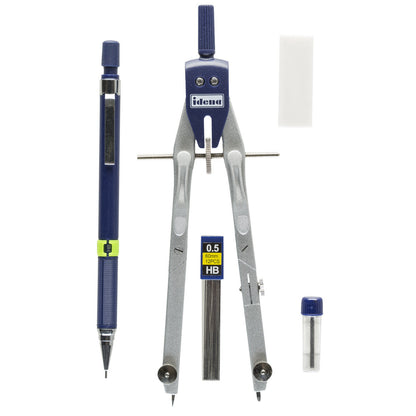Idena Zirkel-Set mit Bleistift Radierer Minen, 5-teilig