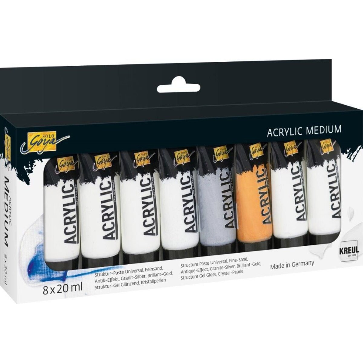 KREUL 85931 Solo Goya Acrylfarben Set Acrylic Medium 8x20ml Tube